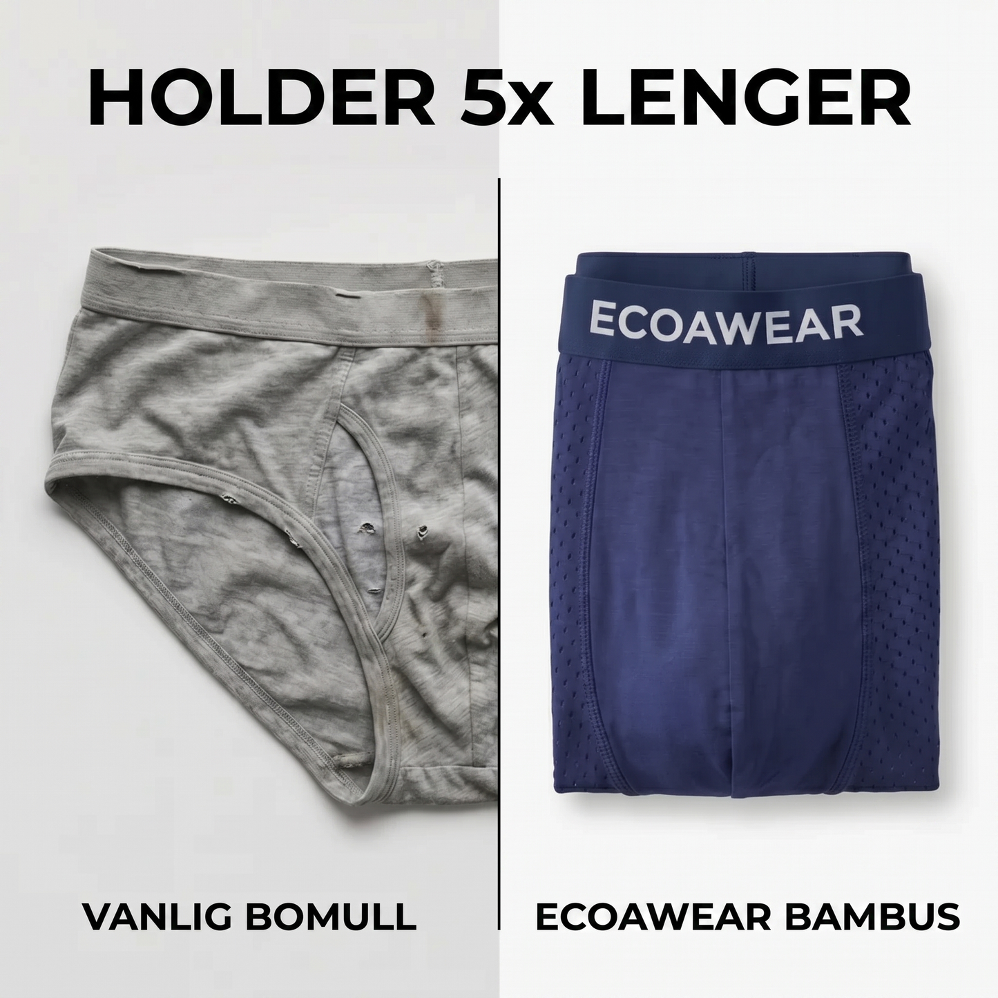 ECOAWEAR® Bambusbokser 5-pakning | Få 7 ekstra GRATIS