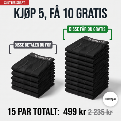 ECOAWEAR® Bambusbokser 5-pakning | Få 10 ekstra GRATIS