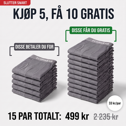 ECOAWEAR® Bambusbokser 5-pakning | Få 10 ekstra GRATIS