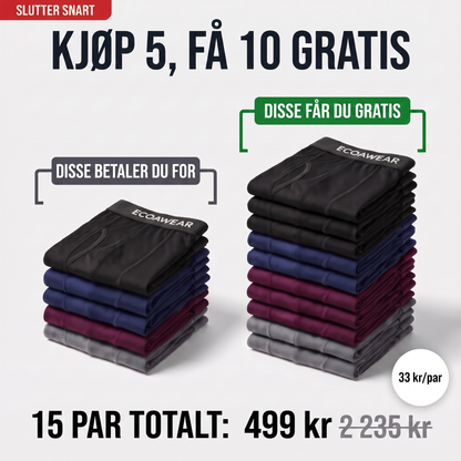 ECOAWEAR® Bambusbokser 5-pakning | Få 10 ekstra GRATIS