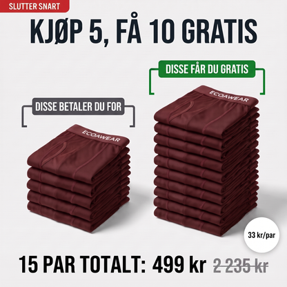 ECOAWEAR® Bambusbokser 5-pakning | Få 10 ekstra GRATIS